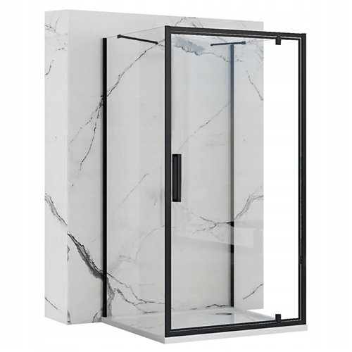 Czarna kabina prysznicowa przyścienna 90x90 Rapid Swing Rea