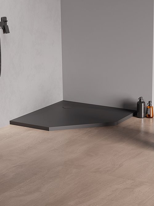 Brodzik pięciokątny 90x90 konglomerat kolor antracyt New Trendy Nex Shade B-0499