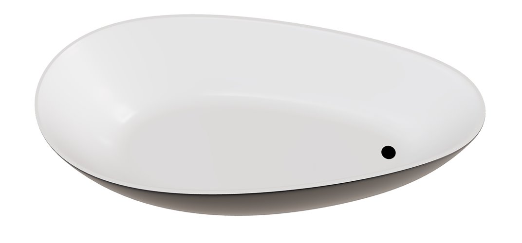 Czarno-biała wanna wolnostojąca z konglomeratu syfon czarny Goya 160 B&W Besco WMD-160-GWB