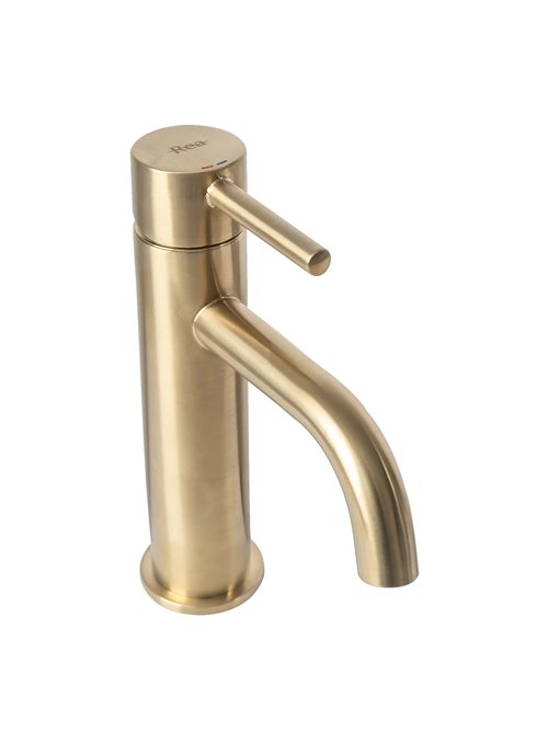 Bateria umywalkowa niska Lungo Rea złoto szczotkowane