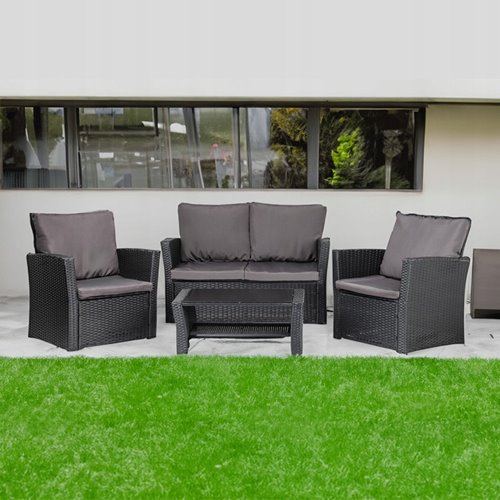 Meble ogrodowe z technorattanu sofa, stół, fotele zestaw Lagos zdjęcie 3