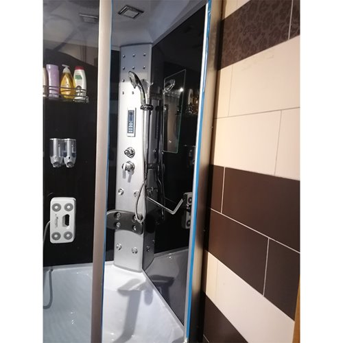 Kabina prysznicowa z hydromasażem głęboki brodzik czarne ściany 90x90 WSH7101-90