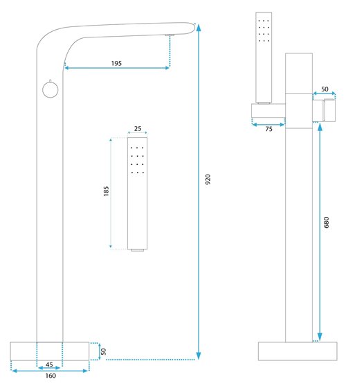 Chromowana bateria wannowa wolnostojąca Clark Rea