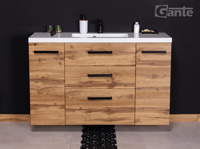 Szafka wisząca z umywalką 120 cm kolor dąb naturalny 39/3 seria Fokus Loft Gante