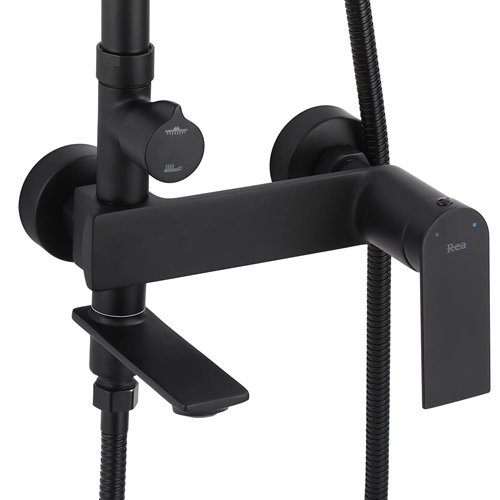 Czarny zestaw prysznicowy z wylewką Storm Rea