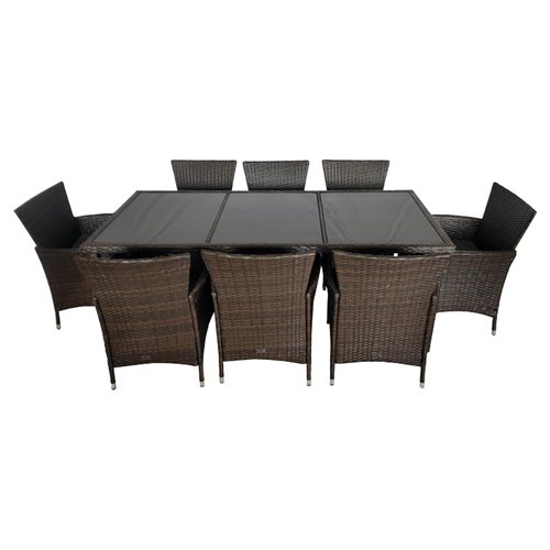 Zestaw mebli ogrodowych z technorattanu stół + krzesła 8 osób Santos brąz