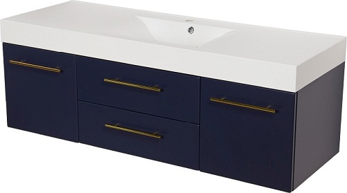 Szafka wisząca z umywalką granatowy mat 140 cm Belli Gold Gante