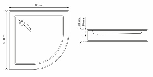 Brodzik prysznicowy półokrągły 90x90 cm BVTST90/14 Bravat