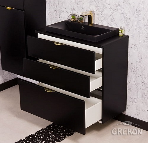 Czarna szafka łazienkowa z czarną umywalką 80/3 cm Liv Victa