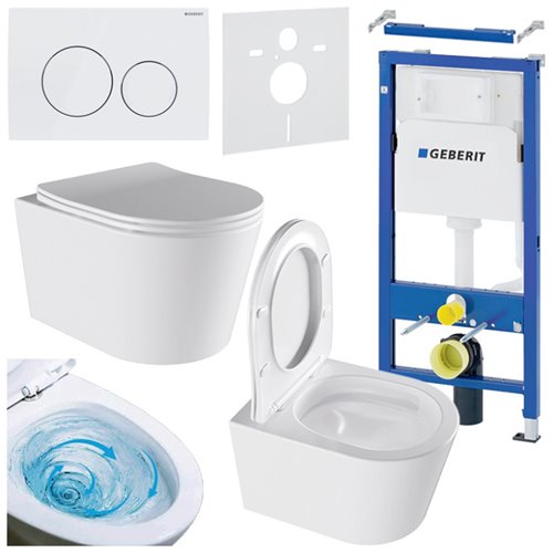 Zestaw podtynkowy stelaż GEBERIT DUOFIX + miska ELITE-WH-03 + przycisk DELTA 20 biały