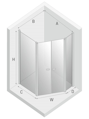 Kabina prysznicowa pięciokątna 80x100 K-0611 New Soleo
