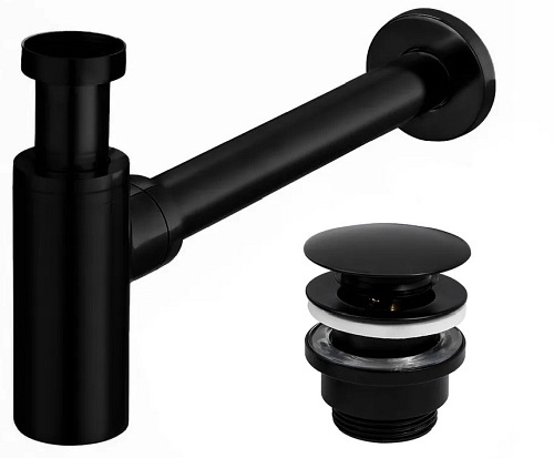 Syfon umywalkowy z korkiem klik-klak Black Mat Rea