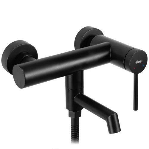 Czarna bateria wannowa Foss Rea