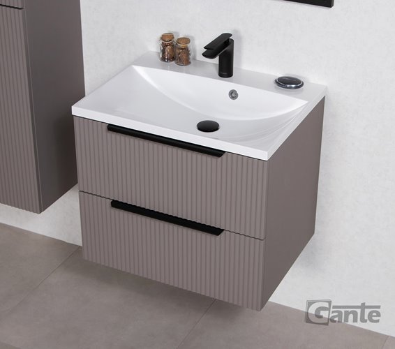 Szafka łazienkowa frezowana wisząca z umywalką 60 cm 46/2 Sydney kolor taupe