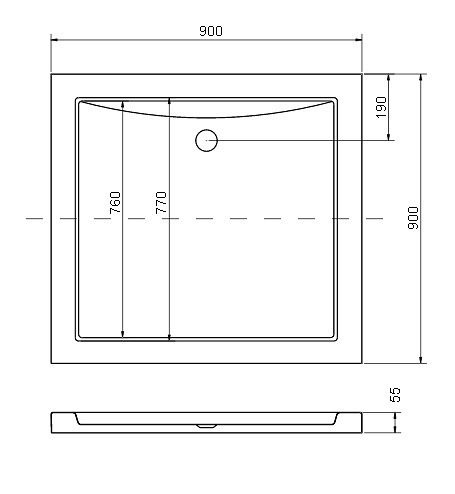 Brodzik kwadratowy 90x90 Aquarius Besco