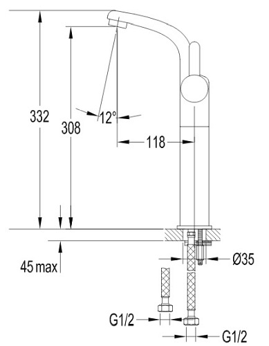 Bateria umywalkowa, kolor złoty Darling DA5013/1GL Omnires