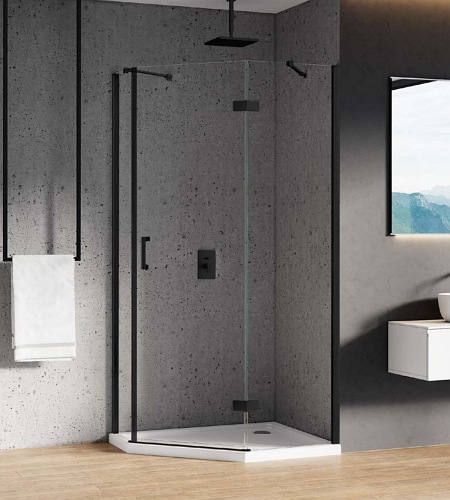 Kabina pięciokątna 100x80 prawa K-0676 New Azura Black New Trendy