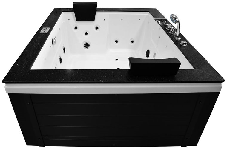 Czarna prostokątna wanna z hydromasażem 180x150 cm MUS-1089C
