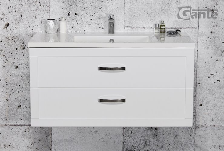 Biała matowa szafka łazienkowa wisząca z umywalką 100 cm 46/2 Meiva