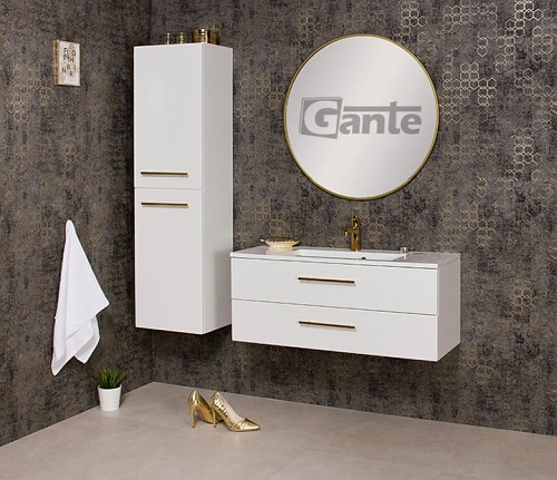 Lustro łazienkowe okrągłe 80 cm złota rama z oświetleniem LED