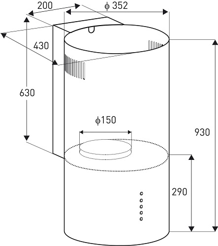 Okap wyspowy przyścienny 35 cm czarny Osaka Focus