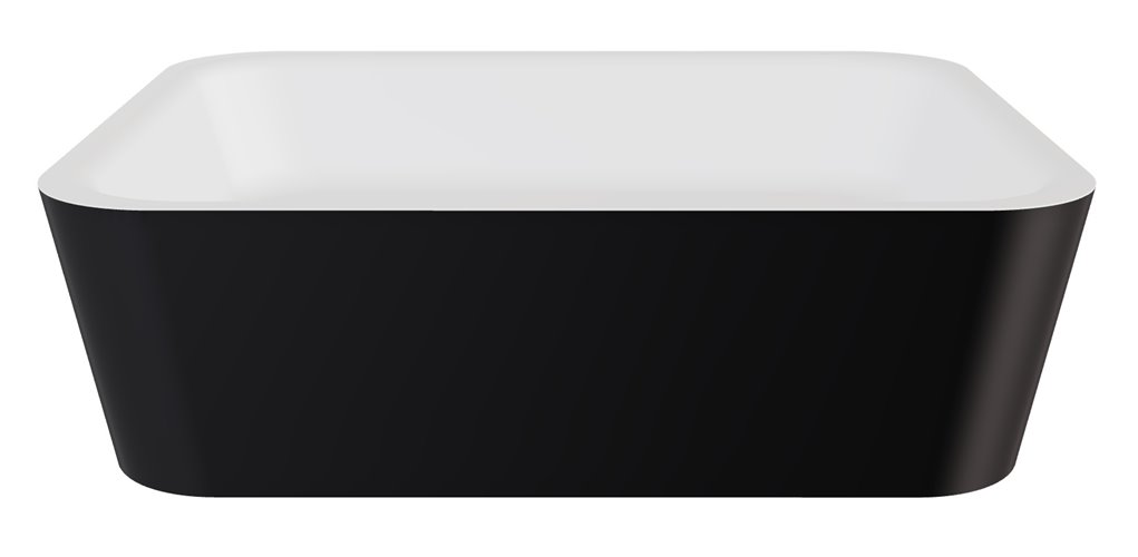 Matowa czarno-biała umywalka nablatowa 40x50 cm z konglomeratu Assos Matt B&W Besco UMMC-A-NB