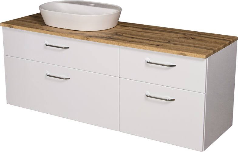 Szafka łazienkowa wisząca z umywalką nablatową 160 cm SETTO MODULO kolor biały połysk