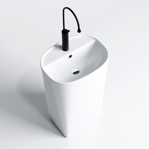 Umywalka wolnostojąca ceramiczna owalna biała 49x37x83 cm CLARO-WH-490