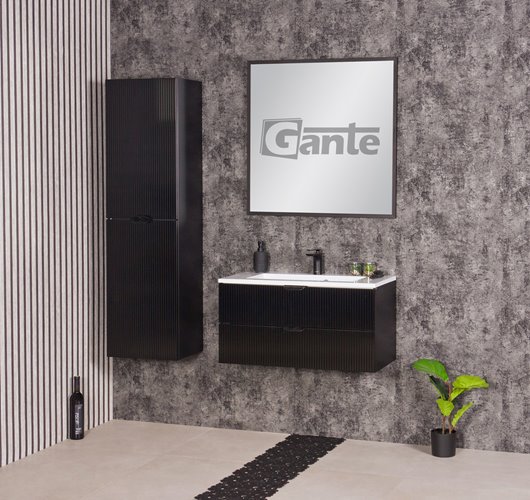 Szafka łazienkowa z umywalką wisząca szklane fronty czarny mat 80 cm Bravia Gante