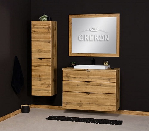 Szafka łazienkowa z umywalką nablatową dąb naturalny 100 cm Victa Gante