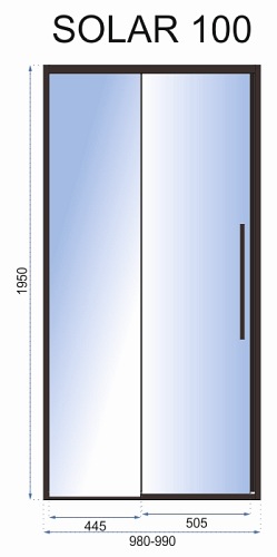 Drzwi prysznicowe szerokość 100 cm czarne profile Solar Rea
