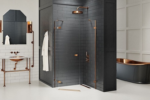 Miedziana kabina pięciokątna 100x80 EXK-3827 Avexa New Trendy Copper Brushed