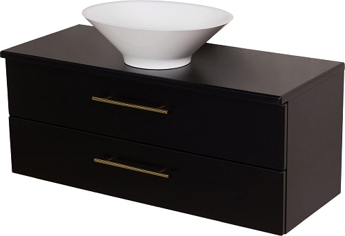 Szafka łazienkowa wisząca 100 cm czarny mat z umywalką nablatową Belli Gold Gante
