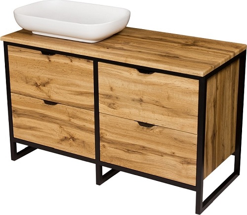 Szafka z białą umywalką styl loftowy 120 cm seria New York