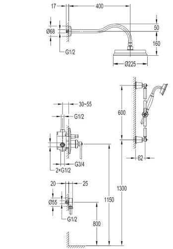 Zestaw prysznicowy Armance SYS AM20 ORB