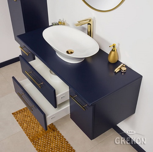 Szafka wisząca z umywalką nablatową 120/50 cm Belli Gold Gante