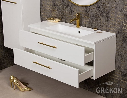 Szafka wisząca z umywalką biały mat 100 cm Belli Gold Gante