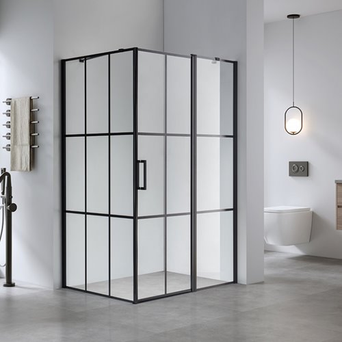 Czarna prostokątna kabina prysznicowa 120x80 drzwi uchylne BS02C
