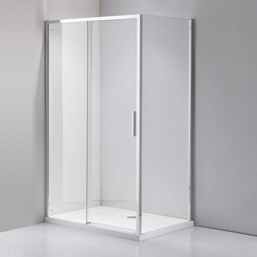 Chromowana prostokątna kabina prysznicowa Super Slim Nova 120x80 drzwi rozsuwane