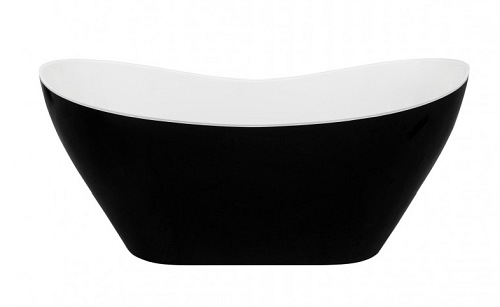 Matowa wanna z konglomeratu czarno-biała 160 cm + klik-klak chrom Viya Matt B&W Besco WMMC-160V