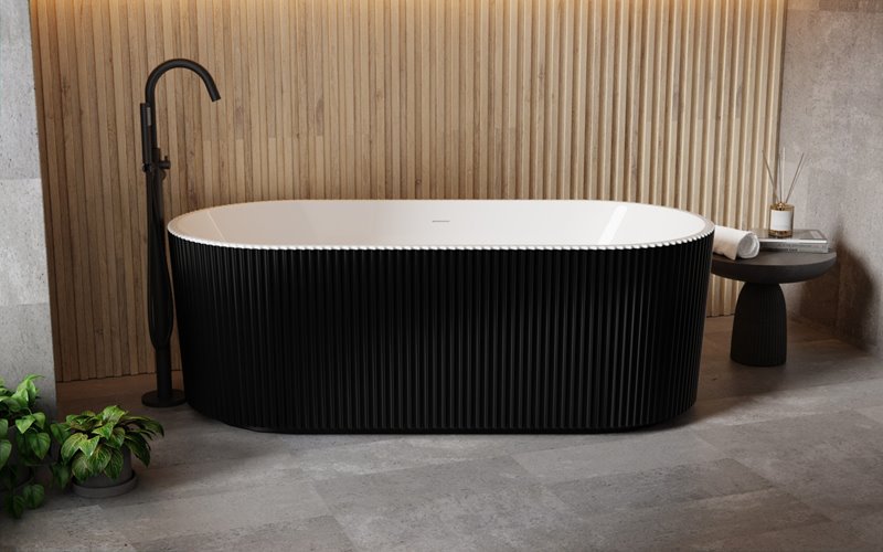 Giuliana B&W Besco czarno-biała wanna wolnostojąca 170 cm syfon chrom WASB-170-G