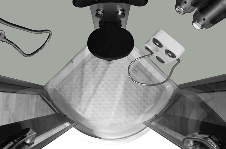 Kabina prysznicowa + sauna parowa składane siedzisko półokrągła zabudowana biała 90x90 MO-09909ASW