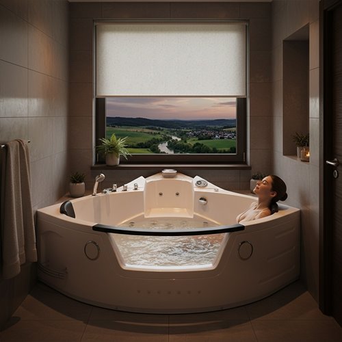 Wanna z hydromasażem narożna podgrzewacz wody Orino 632 152x152