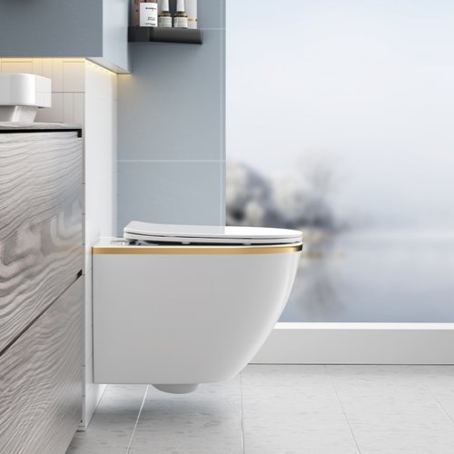 Zestaw podtynkowy stelaż GEBERIT DUOFIX + miska PEAK-WH-GL-RIM-03 + przycisk DELTA 50 czarny połysk