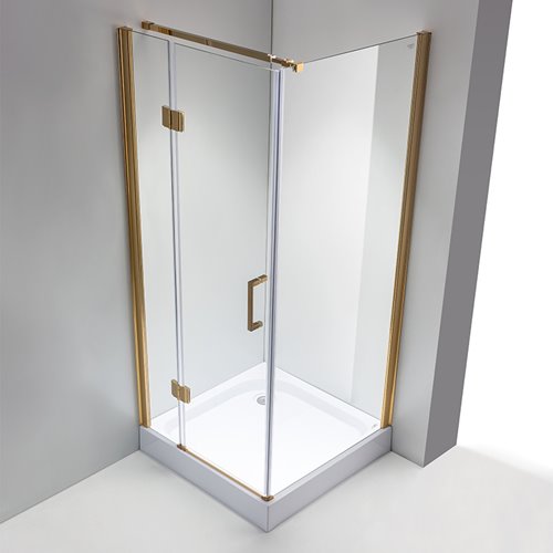 Złota kabina prysznicowa 80x80 kwadratowa drzwi uchylne KZ1390A