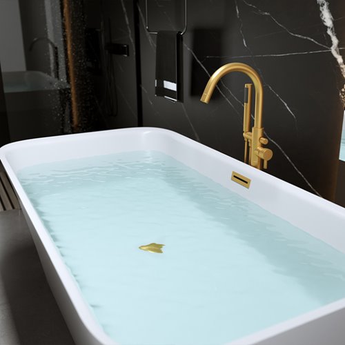 Wanna wolnostojąca złoty szczotkowany przelew oraz korek prostokątna 160 cm Viana Hydrosan