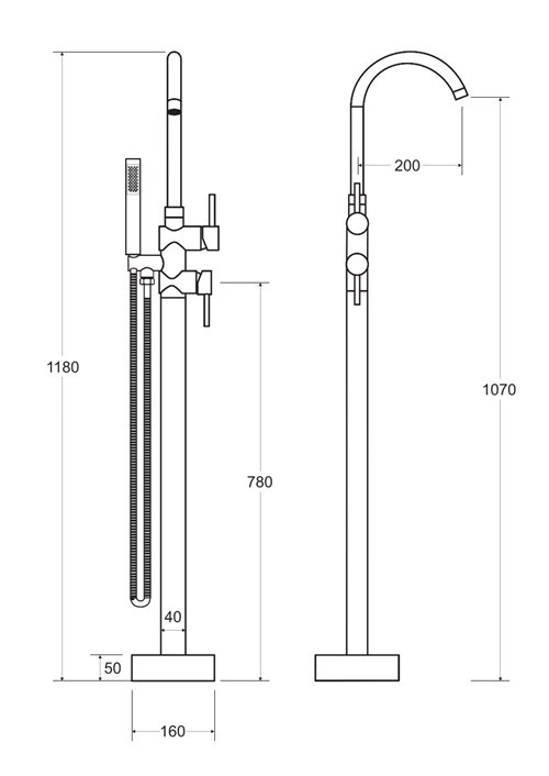 Bateria wannowa wolnostojąca złota Illusion I Besco BW-II-ZL