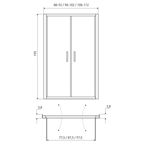 Czarne drzwi prysznicowe podwójne uchylne 90 cm Solid DDP Kerra zdjęcie 5
