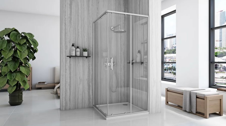 Stal szczotkowana kabina prysznicowa prostokątna 100x80 City Rea