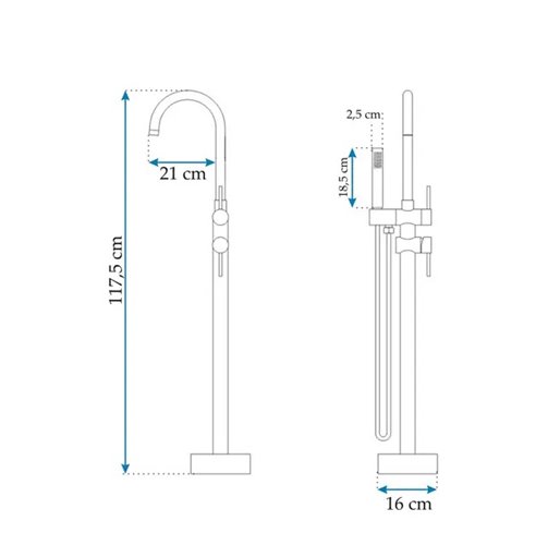 Czarna matowa podłogowa bateria wannowa Lungo Black Rea